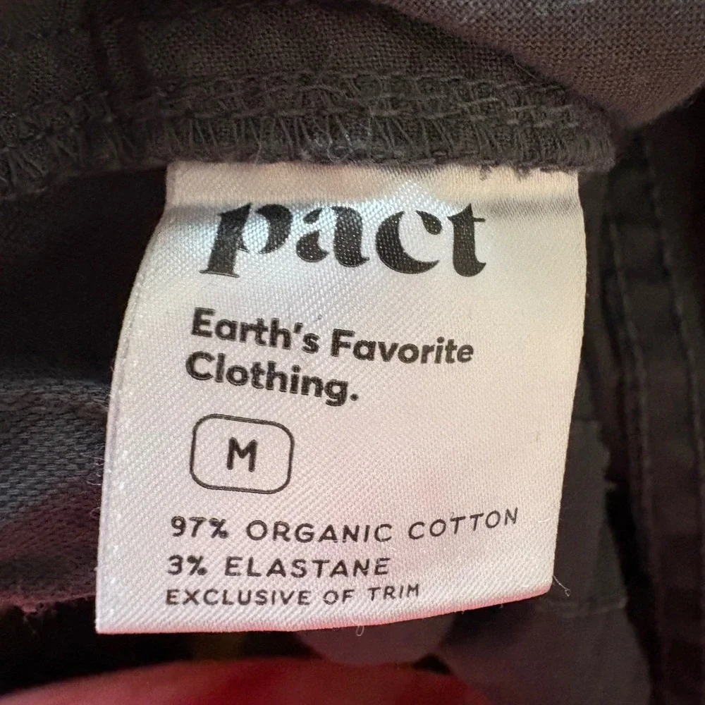 Pact Organic Cotton Blend Pants Mens Medium Charcoal Gray Drawstring Waist‎